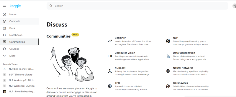 Kaggle Communities Tab