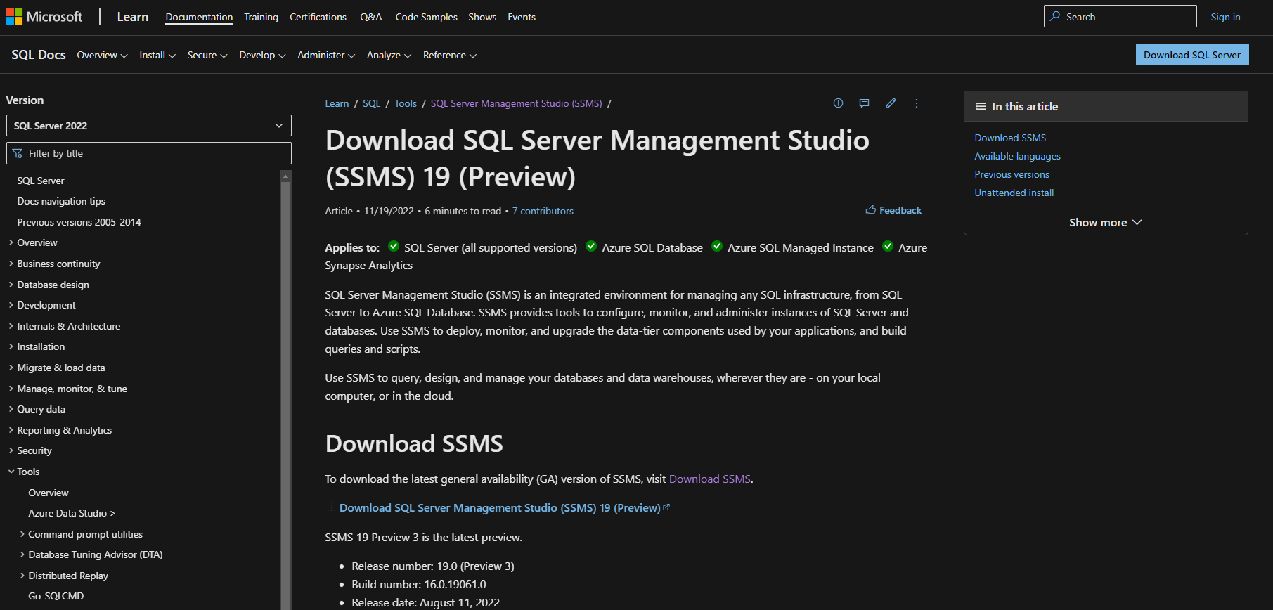 Download SQL Server Management Studio(SSMS)